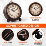 RODH Battery Alarm Clock,Night Light,Vintage Hangable Super Silent Non Ticking Analog Table Clock for Bedroom Bedside, Desk,Shelf - Image 3