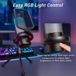 TONOR Gaming Microphone Set, USB Condenser Mic for PC with Stand, Controllable RGB, Quick Mute, Volume Control, for Twitch Streaming, Discord Chatting, 200 cm/78inch Cable, Desktop Stand TC310 - Image 5