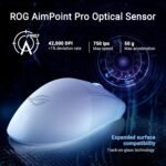 ASUS ROG Keris II Ace Wireless Gaming Mouse – Right-Handed Ergonomic, 54g, Tri-Mode Connectivity, 42K DPI, up to 107Hr Battery, PC/Mac Support - Black - Image 6