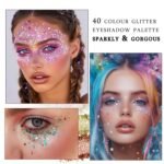 K'APEINE Glitter Palette, Ultra Shimmer Face Glitter Makeup Palette Chunky & Fine Pressed 40 Colors No Glue Needed, Multi-Purpose Glitters Makeup for Hair Face Body Halloween Rave Carnival - Image 4