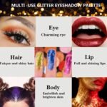 K'APEINE Glitter Palette, Ultra Shimmer Face Glitter Makeup Palette Chunky & Fine Pressed 40 Colors No Glue Needed, Multi-Purpose Glitters Makeup for Hair Face Body Halloween Rave Carnival - Image 5