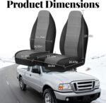Jokuye 60/40 Heavyweight Sandwich Composite Fabric Front Bench Seat Covers for Ford Ranger XLT 1998 1999 2000 2001 2002 2003, Soft, Comfortable, and Easy to Clean-Without Console Cover -Gray - Image 8