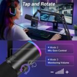 TONOR Dynamic Gaming Microphone, XLR/USB Mic Streaming, AI Noise Cancellation, Controlable RGB, Tap Mute, 3.5mm Headphone Jack, Volume Control, Microfono with Boom Arm, Black, TD510 AIR S H+ - Image 6