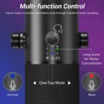 TONOR Dynamic Gaming Microphone, XLR/USB Mic Streaming, AI Noise Cancellation, Controlable RGB, Tap Mute, 3.5mm Headphone Jack, Volume Control, Microfono with Boom Arm, Black, TD510 AIR S H+ - Image 7