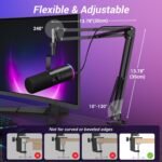 TONOR Dynamic Gaming Microphone, XLR/USB Mic Streaming, AI Noise Cancellation, Controlable RGB, Tap Mute, 3.5mm Headphone Jack, Volume Control, Microfono with Boom Arm, Black, TD510 AIR S H+ - Image 8