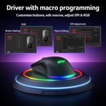 acer Wireless Gaming Mouse for Laptop, 24,000 DPI Wired Computer Mouse with 8 Programmable Buttons, Left & Right Hand, Rechargable Gaming Mice, Long Battery Life, RGB Lighting Gamer for PC, Desktop - Image 9
