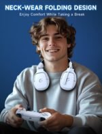 2.4GHz Wireless Gaming Headsets for PS5, PS4, PC, Switch - Bluetooth 5.3 Gaming Headphones with Noise Canceling Mic, 7.1 Surround Sound, 70H Battery, Blue Lighting - White - Image 4