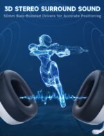 2.4GHz Wireless Gaming Headsets for PS5, PS4, PC, Switch - Bluetooth 5.3 Gaming Headphones with Noise Canceling Mic, 7.1 Surround Sound, 70H Battery, Blue Lighting - White - Image 5