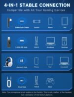 2.4GHz Wireless Gaming Headsets for PS5, PS4, PC, Switch - Bluetooth 5.3 Gaming Headphones with Noise Canceling Mic, 7.1 Surround Sound, 70H Battery, Blue Lighting - White - Image 6