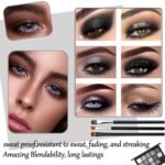 Black Grey Smoky Eyeshadow Palette,15 Colors Matte Shimmer Pigmented Eye Shadow Makeup Palette Set with 3 Eyeshadow Brushes,Glitter Eye Shadow Palette for Daily Halloween Goth Makeup(A) - Image 6