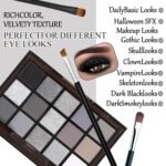 Black Grey Smoky Eyeshadow Palette,15 Colors Matte Shimmer Pigmented Eye Shadow Makeup Palette Set with 3 Eyeshadow Brushes,Glitter Eye Shadow Palette for Daily Halloween Goth Makeup(A) - Image 7