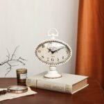 NIKKY HOME Vintage Table Clock with Beads, Silent Shelf Desk Top Clock Battery Operated Antique Design, Chic Home Decor for Fireplace Mantel, Desktop, Countertop, White - Image 3