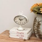 NIKKY HOME Vintage Table Clock with Beads, Silent Shelf Desk Top Clock Battery Operated Antique Design, Chic Home Decor for Fireplace Mantel, Desktop, Countertop, White - Image 4