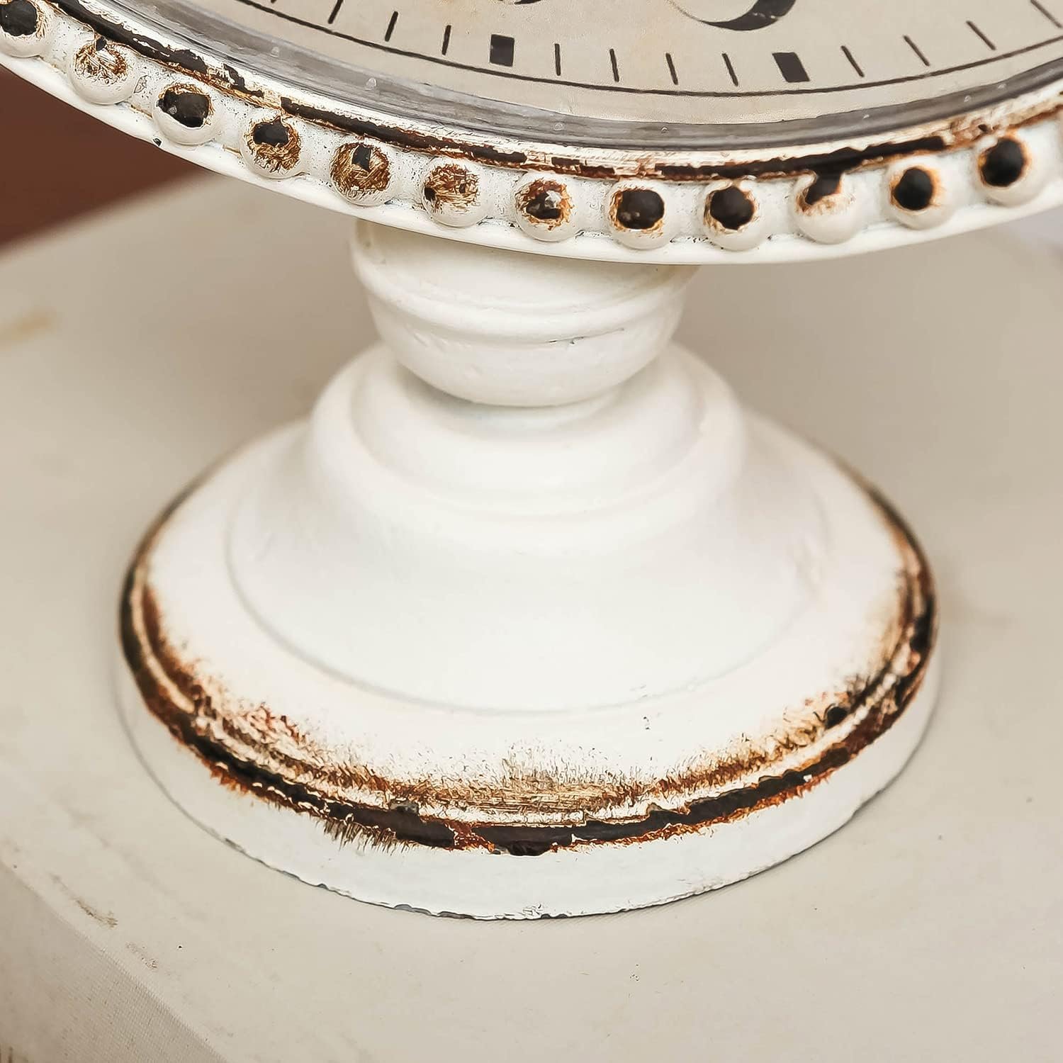 NIKKY HOME Vintage Table Clock with Beads, Silent Shelf Desk Top Clock Battery Operated Antique Design, Chic Home Decor for Fireplace Mantel, Desktop, Countertop, White - Image 7