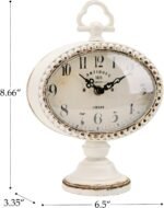 NIKKY HOME Vintage Table Clock with Beads, Silent Shelf Desk Top Clock Battery Operated Antique Design, Chic Home Decor for Fireplace Mantel, Desktop, Countertop, White - Image 9