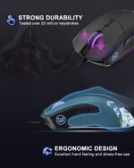 COSTOM Womier USB Wired Gaming Mouse for PC Computer Windows Mac Laptop, Lightweight Silent RGB Backlit Mouse with Adjustable 12000DPI/7 Programmable Side Buttons,Black Kanagawa Theme-G705 V2 - Image 4