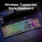 Redragon Wireless Typewriter Style Mechanical Gaming Keyboard, Bluetooth/2.4Ghz/Wired, RGB Backlit, Rechargeable, Blue Switch - Clicky, Metal Panel, Round Keycaps, Black - Image 3