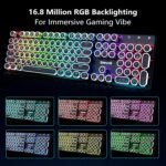 Redragon Wireless Typewriter Style Mechanical Gaming Keyboard, Bluetooth/2.4Ghz/Wired, RGB Backlit, Rechargeable, Blue Switch - Clicky, Metal Panel, Round Keycaps, Black - Image 5