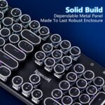 Redragon Wireless Typewriter Style Mechanical Gaming Keyboard, Bluetooth/2.4Ghz/Wired, RGB Backlit, Rechargeable, Blue Switch - Clicky, Metal Panel, Round Keycaps, Black - Image 7