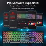 Redragon Wireless Typewriter Style Mechanical Gaming Keyboard, Bluetooth/2.4Ghz/Wired, RGB Backlit, Rechargeable, Blue Switch - Clicky, Metal Panel, Round Keycaps, Black - Image 8