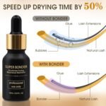 Lash Bonder and Primer Kit for Eyelash Extensions, Glue Accelerator Lash Sealant, Eyelash Extension Primer Protein Oil Remover, Adhesive Makeup Tools for Professional Use (15ml+15ml) - Image 3
