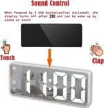 Small Digital Alarm Clock, Mirror Surface LED Electronic Clocks with Large Display, Adjustable Brightness and Snooze Model for Bedroom, Desk, Office, White Digit - Image 4