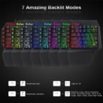 One Hand RGB Gaming Keyboard and Backlit Mouse Combo, USB Wired Rainbow Letters Glow Single Hand Mechanical Feeling With Wrist Rest Support, Gaming Set for Game - Image 3