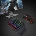 One Hand RGB Gaming Keyboard and Backlit Mouse Combo, USB Wired Rainbow Letters Glow Single Hand Mechanical Feeling With Wrist Rest Support, Gaming Set for Game - Image 4