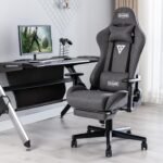 S*MAX Fabric Gaming Chair with Footrest Thicken Seat Ergonomic Gaming Chair with 3D Armrest Breathable Fabric Gamer Chairs for Adults Headrest Lumbar Support Gaming Chairs for Adults Grey - Image 3