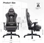 S*MAX Fabric Gaming Chair with Footrest Thicken Seat Ergonomic Gaming Chair with 3D Armrest Breathable Fabric Gamer Chairs for Adults Headrest Lumbar Support Gaming Chairs for Adults Grey - Image 4