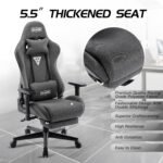 S*MAX Fabric Gaming Chair with Footrest Thicken Seat Ergonomic Gaming Chair with 3D Armrest Breathable Fabric Gamer Chairs for Adults Headrest Lumbar Support Gaming Chairs for Adults Grey - Image 5