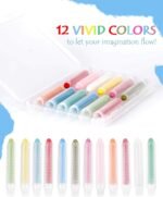 NewFamily Dustless Chalk for Kids, Colored Sidewalk Chalk With Holder,Non-Toxic Washable Toddlers Chalks Drawing Writing for Outdoor Art Play,Blackboard(12 Pcs) - Image 4