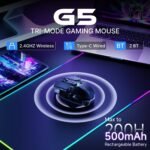 EWEADN G5 Wireless Gaming mouse, 12800 Adjustable DPI Ergonomic Mouse with 6 RGB Backlit Modes, Rapid Fire Key, 9 Programmable Macro Buttons, Rechargeable Bluetooth Mouse for PC/Mac/Laptop - Black - Image 3