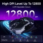 EWEADN G5 Wireless Gaming mouse, 12800 Adjustable DPI Ergonomic Mouse with 6 RGB Backlit Modes, Rapid Fire Key, 9 Programmable Macro Buttons, Rechargeable Bluetooth Mouse for PC/Mac/Laptop - Black - Image 4