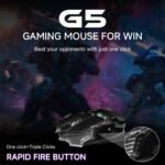EWEADN G5 Wireless Gaming mouse, 12800 Adjustable DPI Ergonomic Mouse with 6 RGB Backlit Modes, Rapid Fire Key, 9 Programmable Macro Buttons, Rechargeable Bluetooth Mouse for PC/Mac/Laptop - Black - Image 6