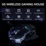 EWEADN G5 Wireless Gaming mouse, 12800 Adjustable DPI Ergonomic Mouse with 6 RGB Backlit Modes, Rapid Fire Key, 9 Programmable Macro Buttons, Rechargeable Bluetooth Mouse for PC/Mac/Laptop - Black - Image 9
