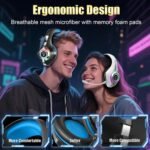 2.4GHz Wireless Gaming Headsets for PS5/PS4/Switch, 2026 RGB Noise Cancelling Headphones with Mics, 4-in-1 Connection, 7.1 Surround Sound, 40mm Drivers, Memory Foam, 45H Wireless Gaming Headphones - Image 7