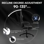 Dowinx Gaming Chair Breathable Fabric Game Chair with Gel Pad and Storage Bag, Comfortable Gamer Chair with Pocket Spring Cushion, Ergonomic Computer Chair with Footrest, Black - Image 6