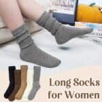Justay 5 Pairs Slouchy Socks for Women - Slouch Long Crew Knit Boot Athletic Calf Tube Scrunch Socks - Image 3