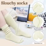 Justay 5 Pairs Slouchy Socks for Women - Slouch Long Crew Knit Boot Athletic Calf Tube Scrunch Socks - Image 4