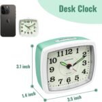 Lamisola Battery Analog Travel Alarm Clock, Small Clock for Bedroom, Desk Table Shelf Clocks for Room Office Bathroom Vanity, Aesthetic Retro Clocks for Kids Teen Seniors, Mint - Image 3