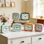 Lamisola Battery Analog Travel Alarm Clock, Small Clock for Bedroom, Desk Table Shelf Clocks for Room Office Bathroom Vanity, Aesthetic Retro Clocks for Kids Teen Seniors, Mint - Image 8