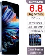 14 PM Unlocked Cell Phone,Smartphone Long Battery Life 6.82" HD Screen Unlocked Phones, 16+512GB Android 13.0 with 128G Memory Card, Dual SIM/Fingerprint Lock/Face ID/GPS (Blue) - Image 3