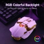 EWEADN G5 Wireless Gaming mouse, 12800 Adjustable DPI Ergonomic Mouse with 6 RGB Backlit Modes, Rapid Fire Key, 9 Programmable Macro Buttons, Rechargeable Bluetooth Mouse for PC/Mac/Laptop - White - Image 4