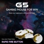 EWEADN G5 Wireless Gaming mouse, 12800 Adjustable DPI Ergonomic Mouse with 6 RGB Backlit Modes, Rapid Fire Key, 9 Programmable Macro Buttons, Rechargeable Bluetooth Mouse for PC/Mac/Laptop - White - Image 8