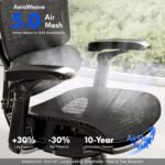 FLEXISPOT ErgoX-PRO Ergonomic Office Chair with Footrest Black – AeroWeave 5.0 Mesh Seat, 5D Lumbar, 7D Armrests, 4D Headrest, 551LBS Capacity – Office, Gaming, Home - Image 9