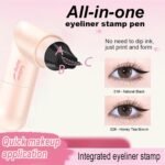 2 Pack Wing Eyeliner Stamp,Cat Eye Eyeliner Stencil Set,Waterpoof Smudge Proof Natural Liquid Eyeliner Stamp,Long-Lasting Foldable Eye Stencil Makeup Tool for Beginners(Black+Brown) - Image 4