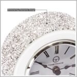Mirror Glass Desk Table Clock with Diamond Inlay, 5.1 inches in Height, Morning Call for Desk Fireplace Living Room Home Sparkle Twinkle Bling Decor - Image 4