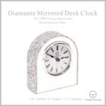 Mirror Glass Desk Table Clock with Diamond Inlay, 5.1 inches in Height, Morning Call for Desk Fireplace Living Room Home Sparkle Twinkle Bling Decor - Image 5