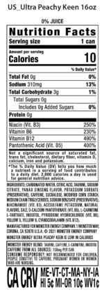 Monster Energy Ultra Peachy Keen, Sugar Free Energy Drink, 16 oz (Pack of 15) | Pack of 15 - Image 3